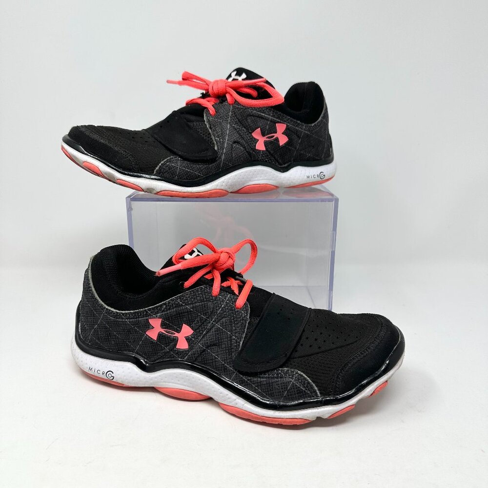 Under Armour Micro G Womens Shoes sz 8.5 Black Pink Lace Up Sneaker
